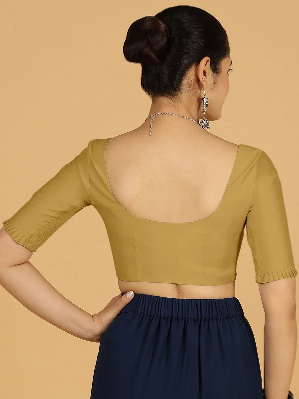 Nihira x Rozaana | Elbow Sleeves Saree Blouse in Dijon Mustard