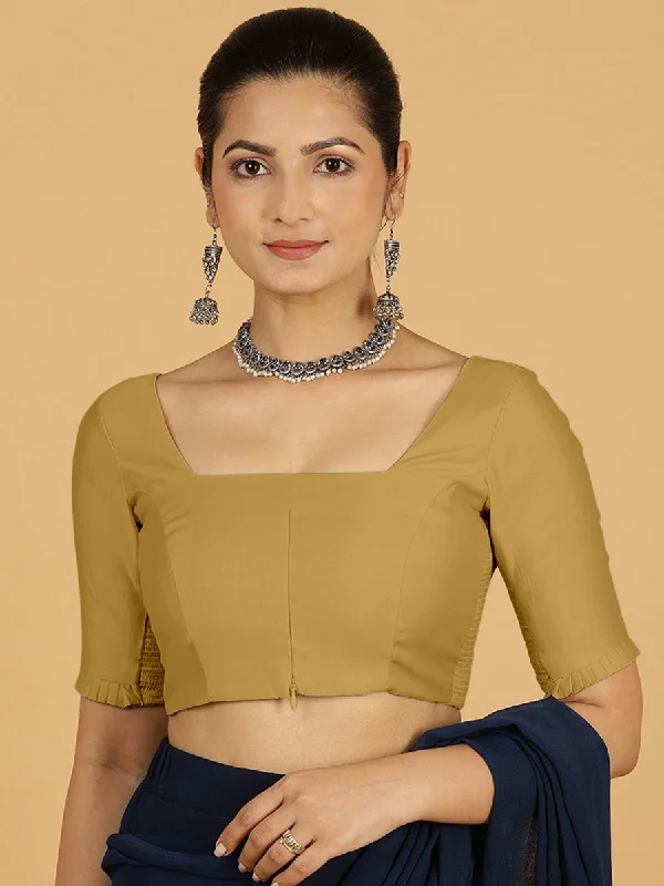 Nihira x Rozaana | Elbow Sleeves Saree Blouse in Dijon Mustard