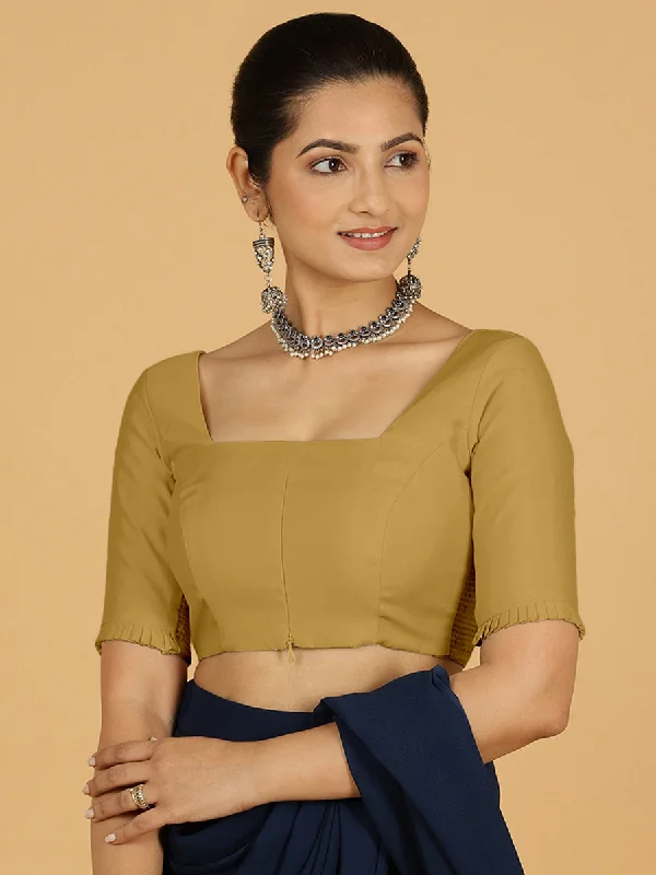 Nihira x Rozaana | Elbow Sleeves Saree Blouse in Dijon Mustard