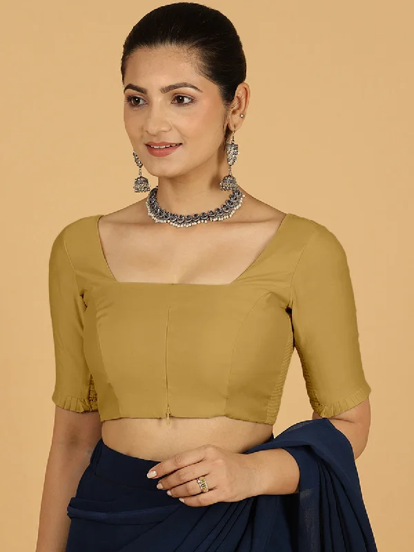 Nihira x Rozaana | Elbow Sleeves Saree Blouse in Dijon Mustard