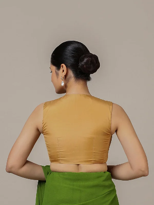 Veena x Rozaana | Sleeveless Saree Blouse in Gold