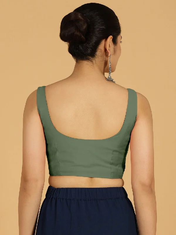 Nirma x Rozaana |  Saree Blouse in Hunter Green