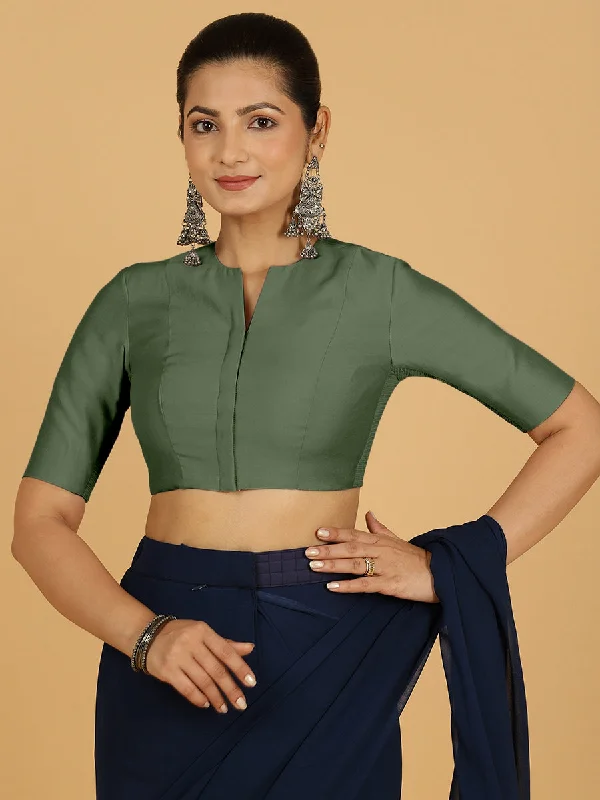 Simar x Rozaana |  Saree Blouse in Hunter Green