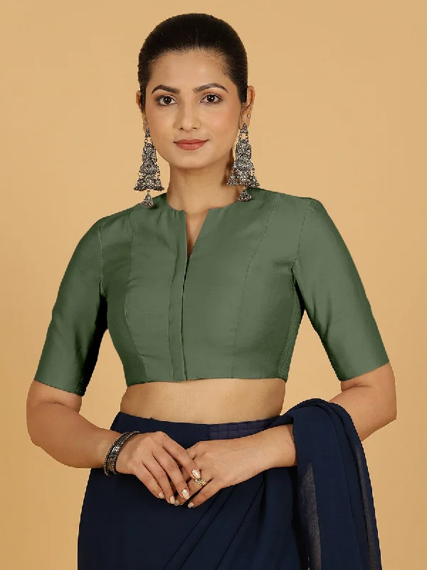 Simar x Rozaana |  Saree Blouse in Hunter Green