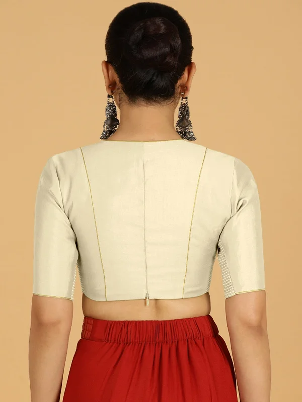 Ghazal x Rozaana | Elbow Sleeves Saree Blouse in Ivory