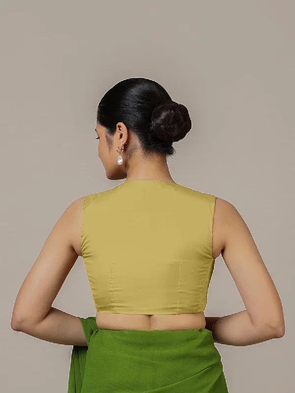 Veena x Rozaana | Sleeveless Saree Blouse in Lemon Yellow