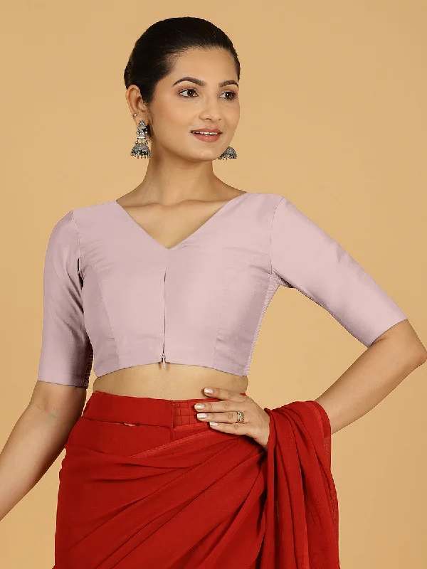 Shabana x Rozaana | Elbow Sleeves Saree Blouse in Lilac