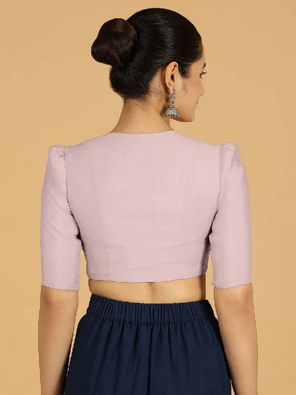 Shravani x Rozaana | Puff Sleeves Saree Blouse in Lilac