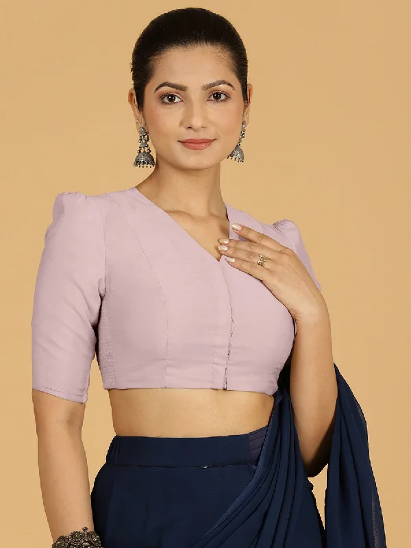 Shravani x Rozaana | Puff Sleeves Saree Blouse in Lilac