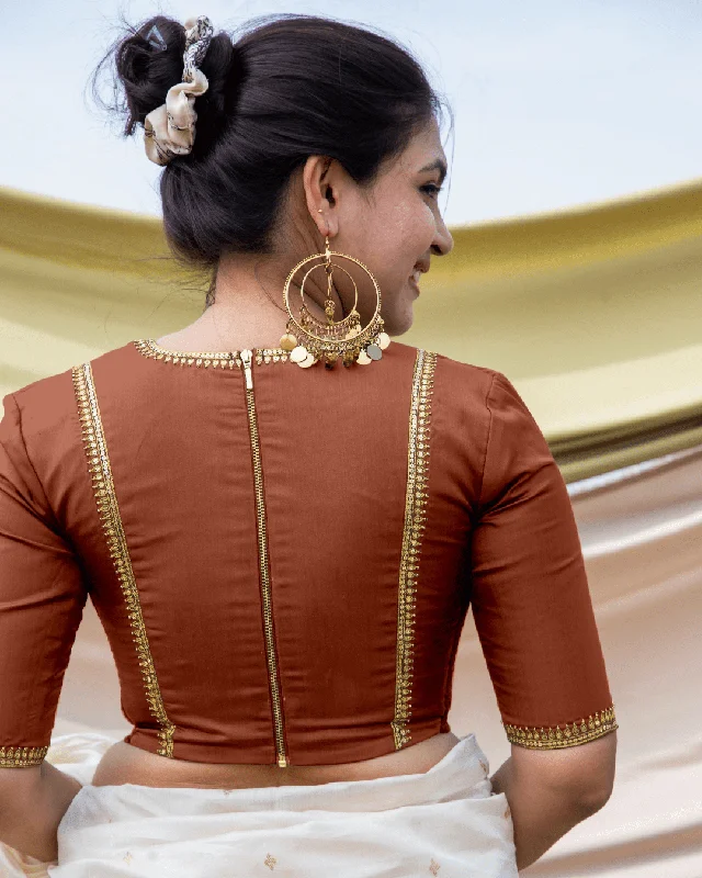 Zohra x Luxe | Metallic Copper Saree Blouse w/ FlexiFit™ Side Seam