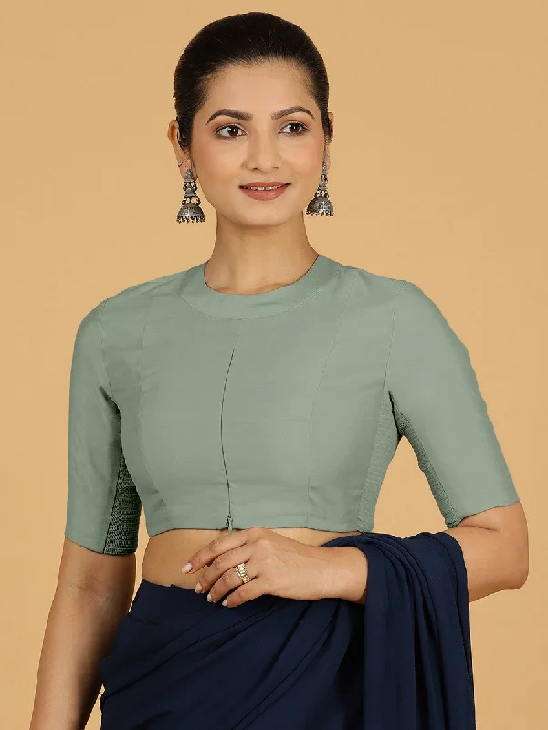 Farida x Rozaana | Regular Sleeves Saree Blouse in Mint Green