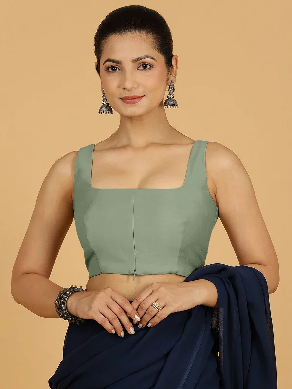 Kasturi x Rozaana | Sleeveless Saree Blouse in Mint Green