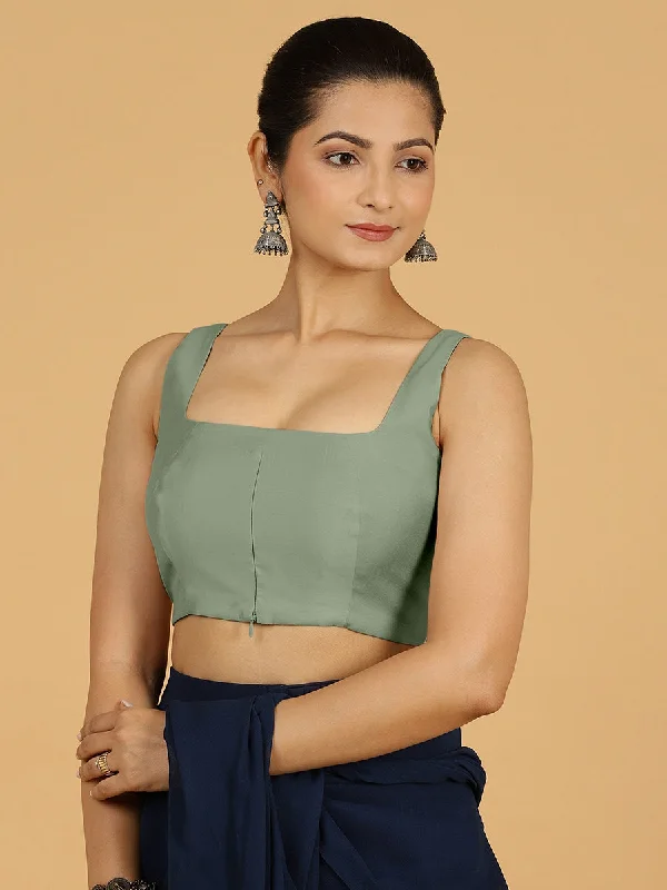 Kasturi x Rozaana | Sleeveless Saree Blouse in Mint Green