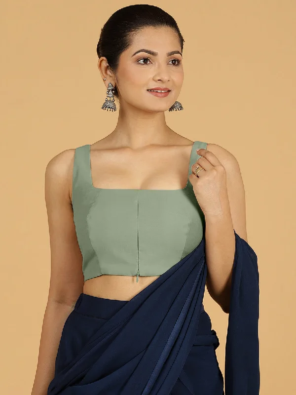 Kasturi x Rozaana | Sleeveless Saree Blouse in Mint Green