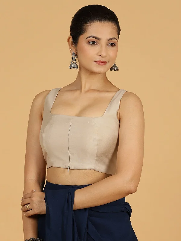 Kasturi x Rozaana | Sleeveless Saree Blouse in Oyster Grey