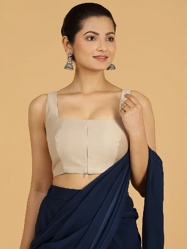 Kasturi x Rozaana | Sleeveless Saree Blouse in Oyster Grey