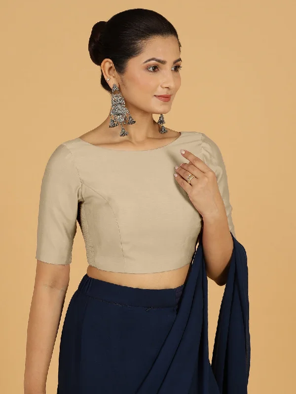 Trisha x Rozaana |  Saree Blouse in Oyster Grey