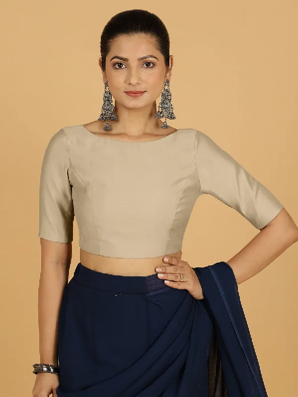 Trisha x Rozaana |  Saree Blouse in Oyster Grey