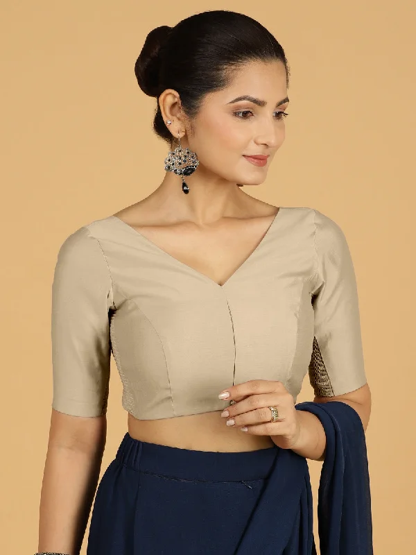 Vedika x Rozaana |  Saree Blouse in Oyster Grey