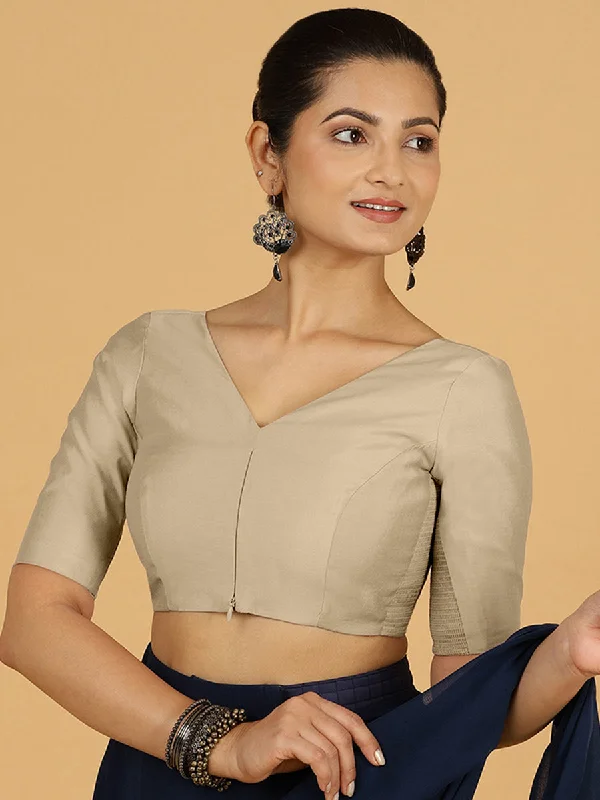 Vedika x Rozaana |  Saree Blouse in Oyster Grey