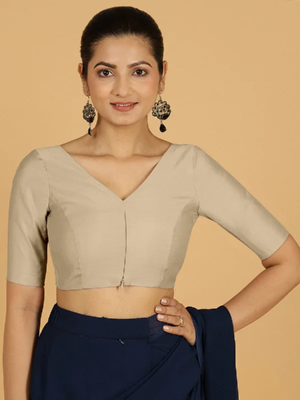 Vedika x Rozaana |  Saree Blouse in Oyster Grey