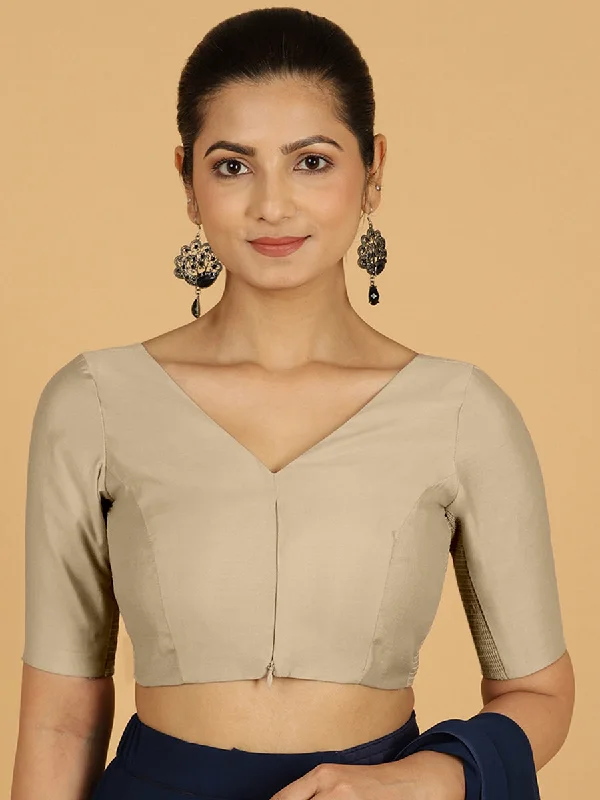 Vedika x Rozaana |  Saree Blouse in Oyster Grey