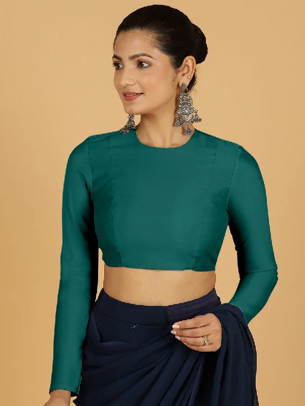 Jaya x Rozaana |  Saree Blouse in Peacock Green