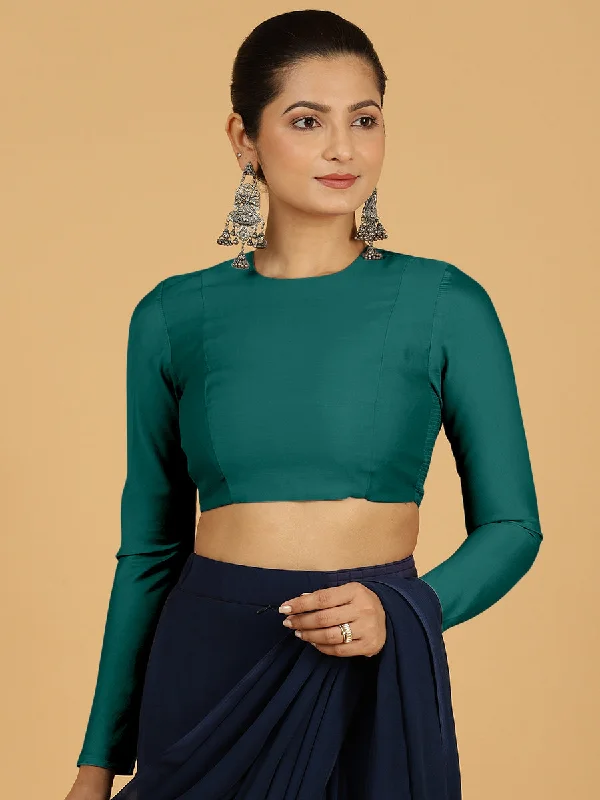 Jaya x Rozaana |  Saree Blouse in Peacock Green