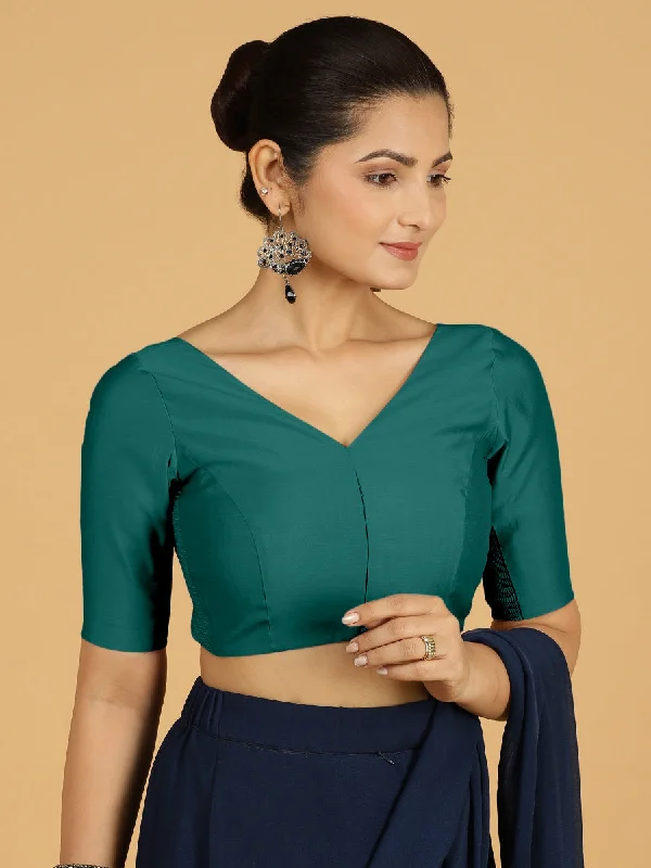 Vedika x Rozaana |  Saree Blouse in Peacock Green