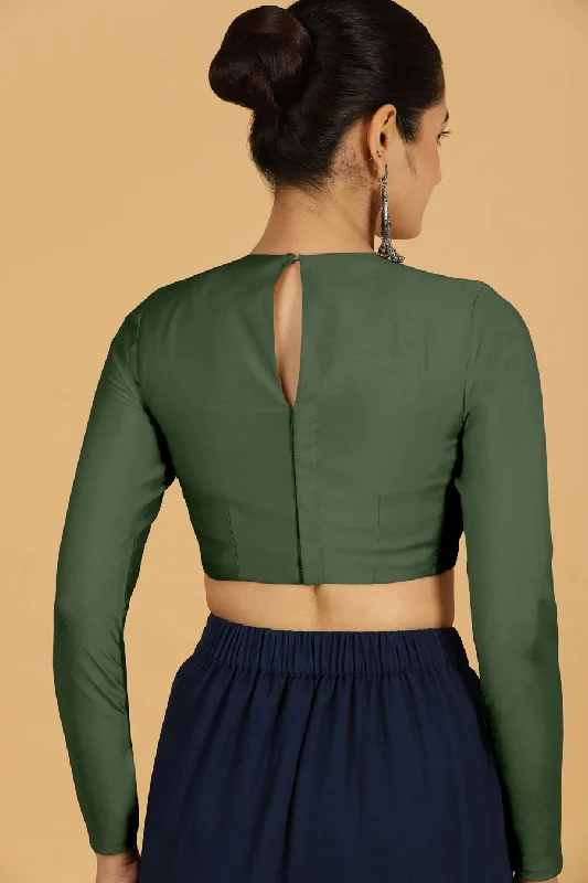 Jaya x Rozaana |  Saree Blouse in Pine Green