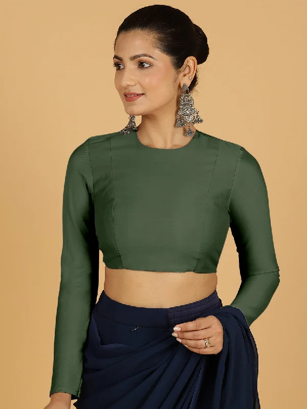 Jaya x Rozaana |  Saree Blouse in Pine Green