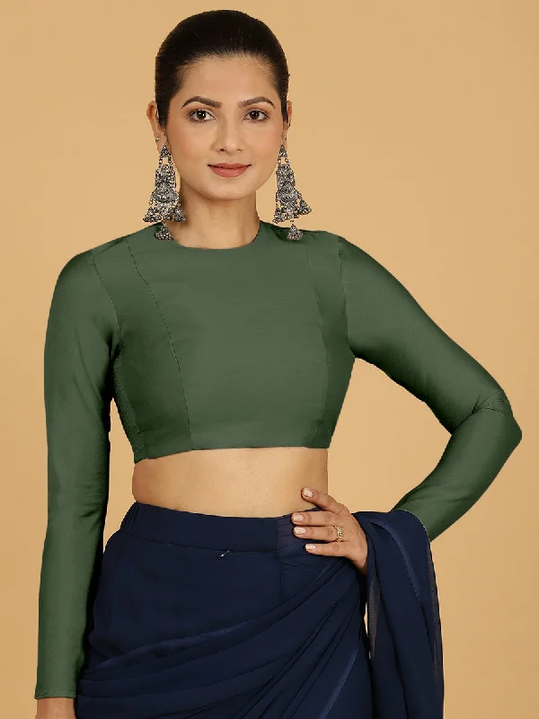 Jaya x Rozaana |  Saree Blouse in Pine Green