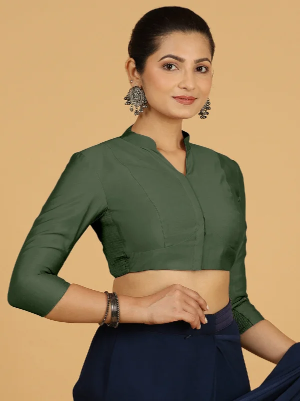 Maya x Rozaana | Three Quarter Sleeves Saree Blouse in Pine Green