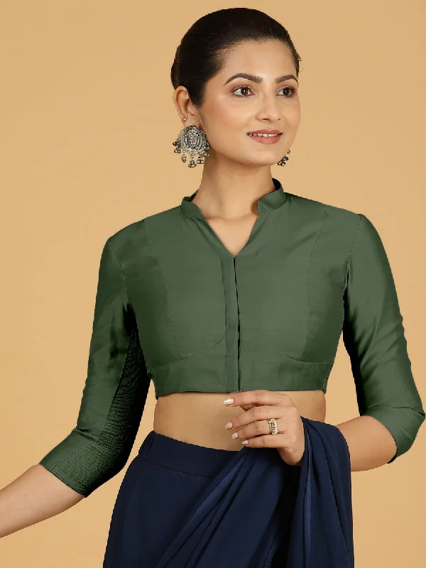 Maya x Rozaana | Three Quarter Sleeves Saree Blouse in Pine Green