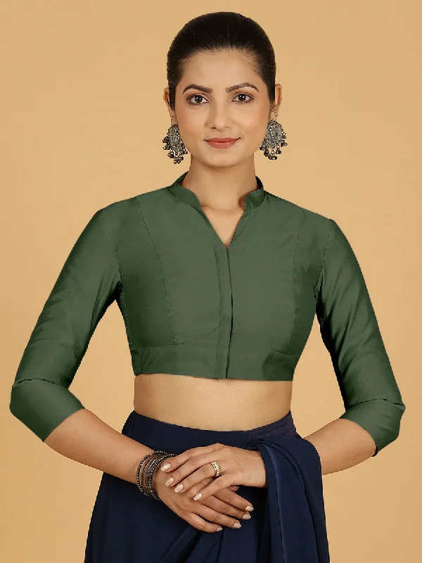 Maya x Rozaana | Three Quarter Sleeves Saree Blouse in Pine Green