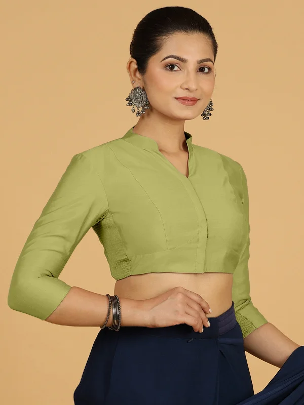 Maya x Rozaana | Three Quarter Sleeves Saree Blouse in Pista Green