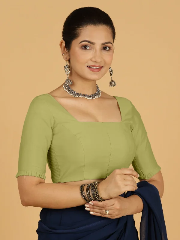 Nihira x Rozaana | Elbow Sleeves Saree Blouse in Pista Green