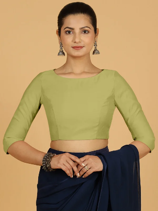 Tamanna x Rozaana | Three Quarter Sleeves Saree Blouse in Pista Green