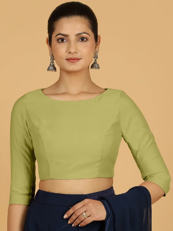 Tamanna x Rozaana | Three Quarter Sleeves Saree Blouse in Pista Green