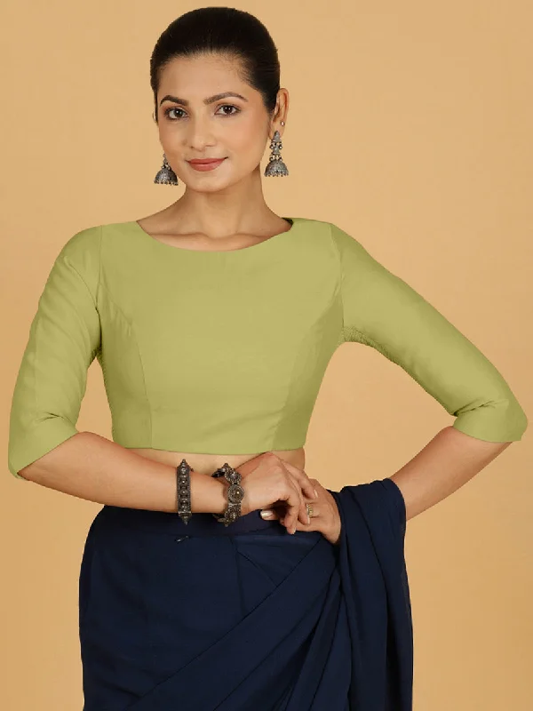 Tamanna x Rozaana | Three Quarter Sleeves Saree Blouse in Pista Green