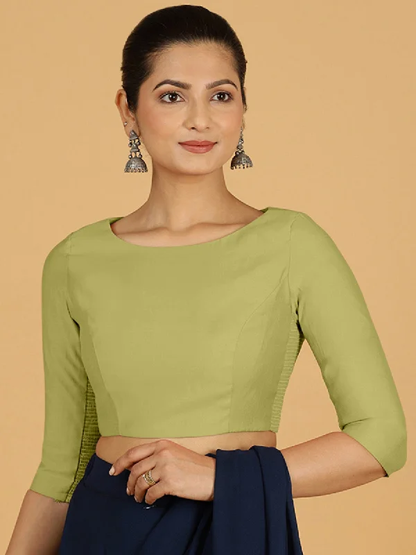 Tamanna x Rozaana | Three Quarter Sleeves Saree Blouse in Pista Green