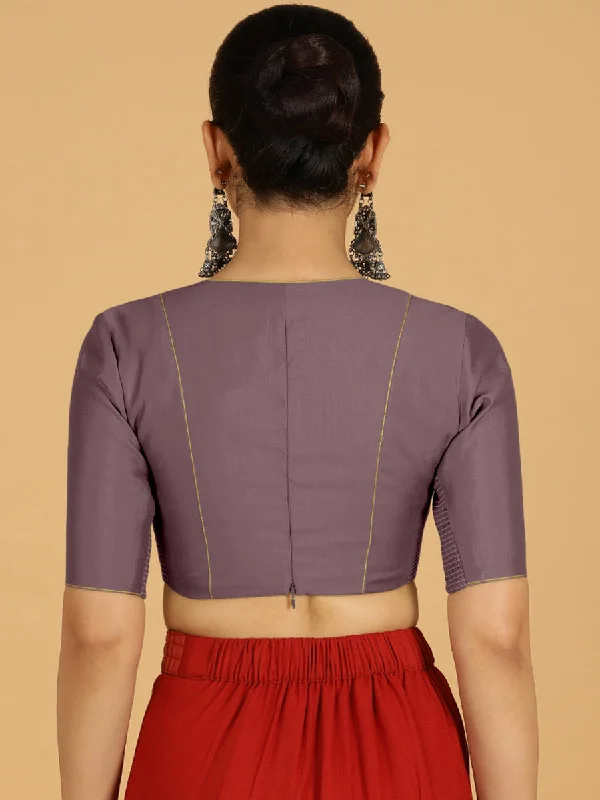 Ghazal x Rozaana | Elbow Sleeves Saree Blouse in Purple Mauve