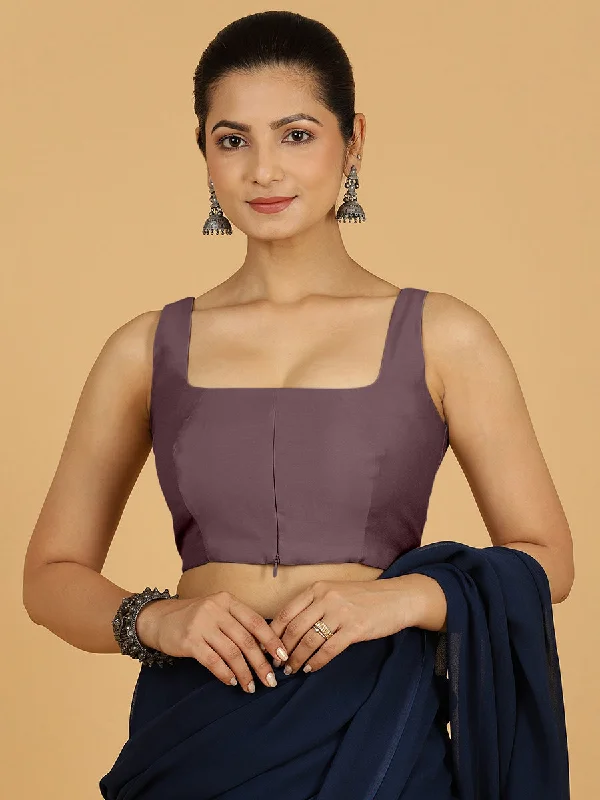 Kasturi x Rozaana | Sleeveless Saree Blouse in Purple Mauve