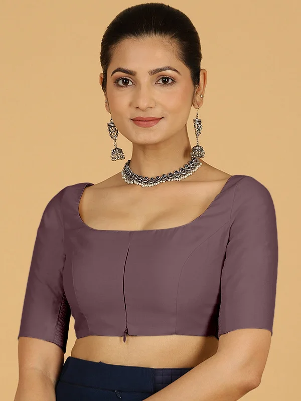 Nidhi x Rozaana | Elbow Sleeves Saree Blouse in Purple Mauve