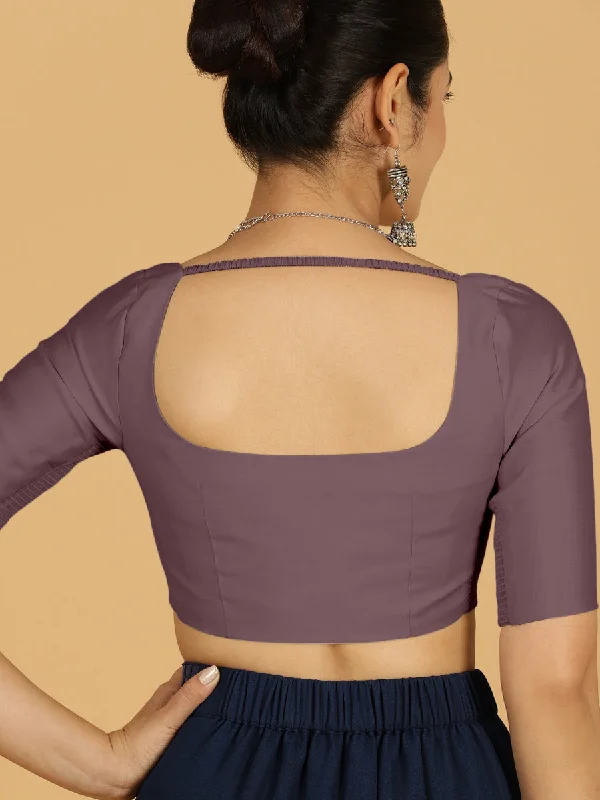 Nidhi x Rozaana | Elbow Sleeves Saree Blouse in Purple Mauve