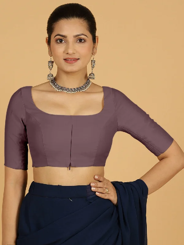 Nidhi x Rozaana | Elbow Sleeves Saree Blouse in Purple Mauve