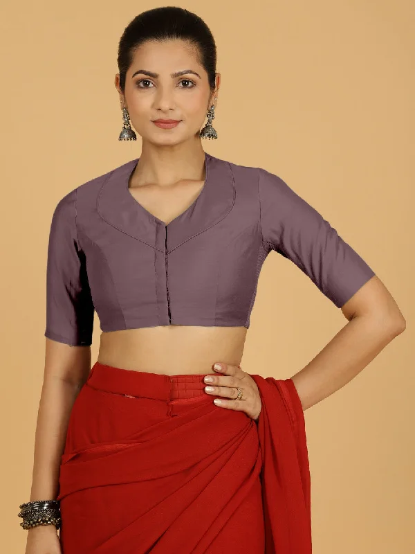 Pallavi x Rozaana | Elbow Sleeves Saree Blouse in Purple Mauve