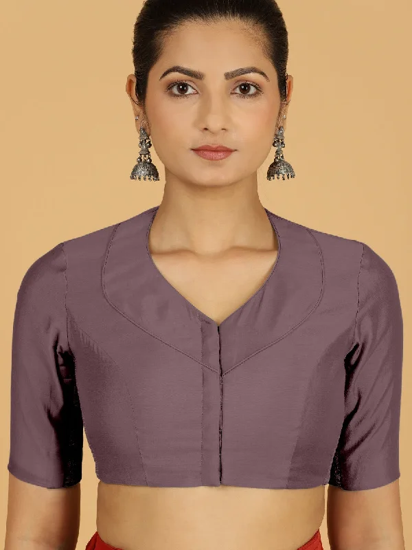 Pallavi x Rozaana | Elbow Sleeves Saree Blouse in Purple Mauve