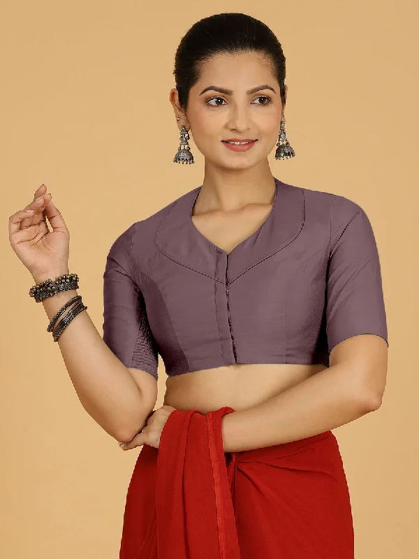 Pallavi x Rozaana | Elbow Sleeves Saree Blouse in Purple Mauve