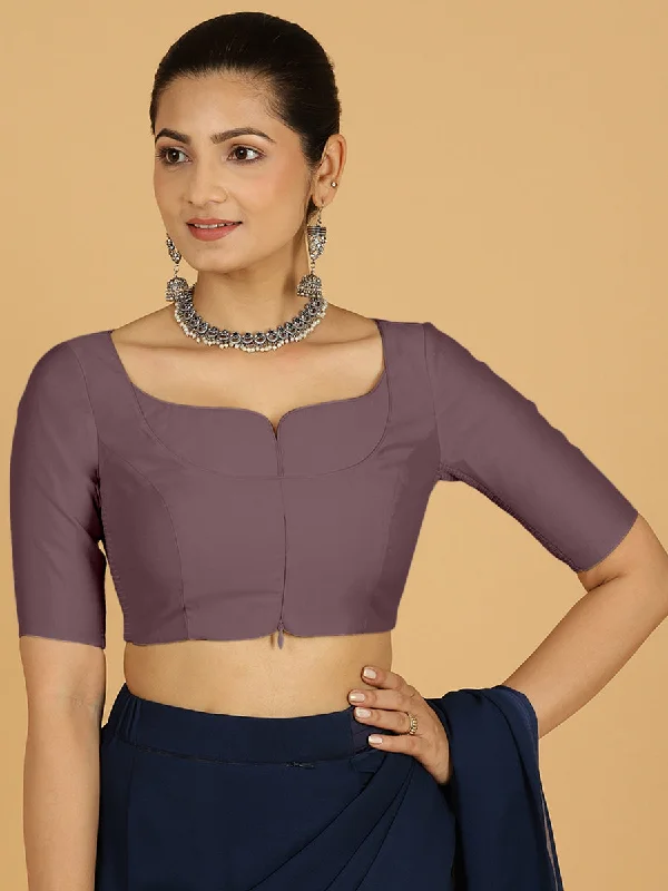 Priya x Rozaana | Elbow Sleeves Saree Blouse in Purple Mauve